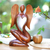 Wood statuette, 'Angelic Rhythm' - Hand Carved Suar Wood Angel Sculpture (image 2j) thumbail