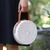 Natural fiber and leather sling bag, 'Blanc' - Natural Fiber and Leather Round Sling Bag (image 2b) thumbail