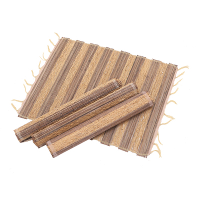 Natural fiber and cotton placemats, 'Grass Stalks' (set of 4) - Artisan Crafted Natural Fiber Placemats (Set of 4)