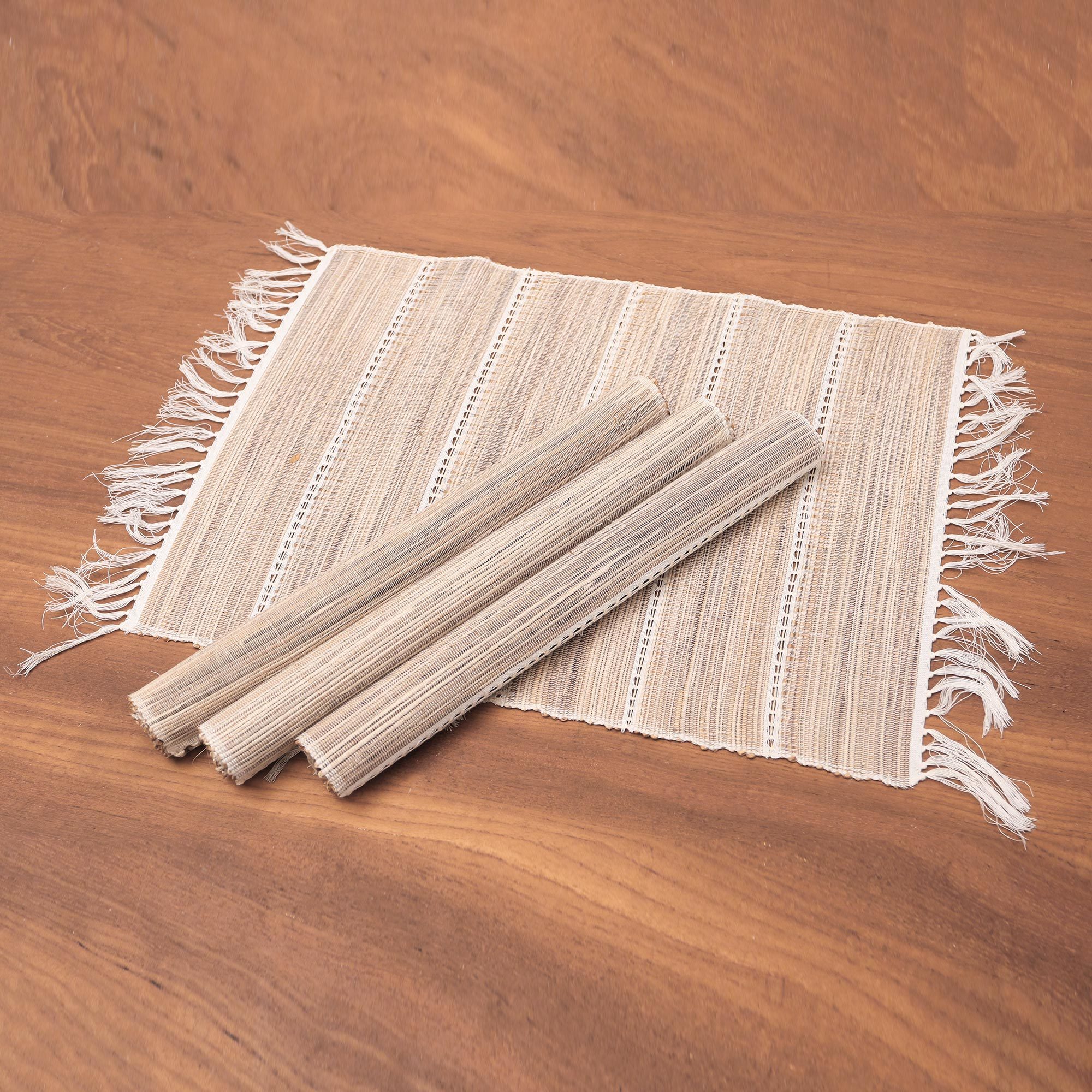 Fringed Natural Fiber Placemats (Set of 4) Soft Fringe NOVICA