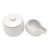 Ceramic cream and sugar set, 'Coffee Time in White' (pair) - White Ceramic Cream and Sugar Set (Pair) (image 2c) thumbail