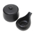 Ceramic cream and sugar set, 'Coffee Time in Black' (pair) - Black Ceramic Cream and Sugar Set (Pair) (image 2a) thumbail