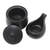 Ceramic cream and sugar set, 'Coffee Time in Black' (pair) - Black Ceramic Cream and Sugar Set (Pair) (image 2d) thumbail