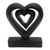 estatuilla de madera - Estatuilla de corazón de madera de suar negra tallada a mano