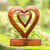 Wood statuette, 'Two Loves in Brown' - Hand Carved Natural Suar Wood Heart Statuette