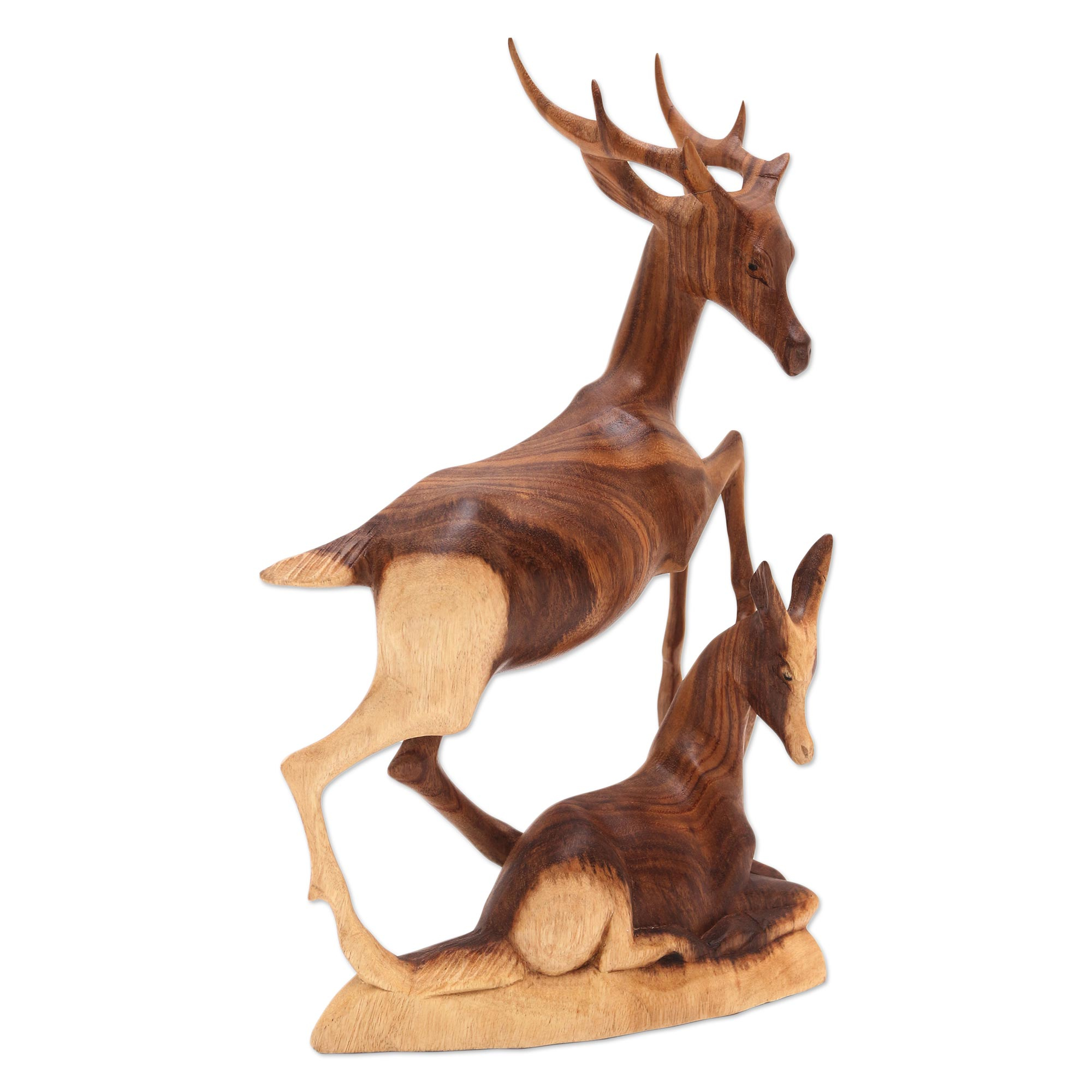 wooden deer sculpture