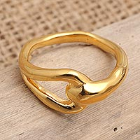 Gold-plated cocktail ring, 'Locked Loop' - Hand Made Gold-Plated Cocktail Ring