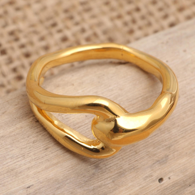 Gold-plated cocktail ring, 'Locked Loop' - Hand Made Gold-Plated Cocktail Ring