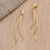 Pendientes colgantes de latón bañado en oro - Pendientes colgantes de latón chapado en oro hechos a mano