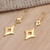 Pendientes colgantes de latón con baño de oro - Pendientes colgantes artesanales bañados en oro