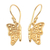 Pendientes colgantes de latón con baño de oro - Pendientes colgantes mariposa bañados en oro hechos a mano