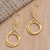 Gold-plated dangle earrings, 'Life Path' - Handmade Gold-Plated Brass Dangle Earrings thumbail