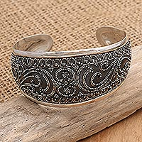 Sterling silver cuff bracelet, 'Forever Ago' - Handmade Sterling Silver Cuff Bracelet from Bali