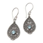 Blue topaz dangle earrings, 'Blue Birthday' - Blue Topaz and Sterling Silver Dangle Earrings