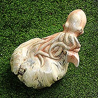 Wood sculpture, 'Friendly Octopus' - Hand Crafted Benalu Wood Octopus Sculpture