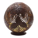 Coconut shell catchall, 'Butterfly Waves' - Coconut Shell Butterfly-Themed Catchall