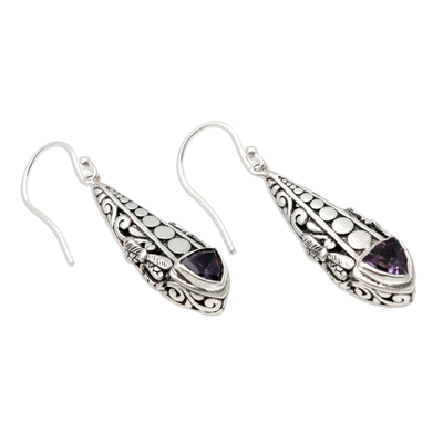 Amethyst and Blue Topaz Dangle Earrings - Dragonfly Wish | NOVICA