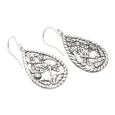 Cubic zirconia dangle earrings, 'Sweet Dragonfly' - Cubic Zirconia Dragonfly Dangle Earrings