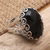 Onyx cocktail ring, 'Licorice Candy' - Unisex Sterling Silver and Onyx Cocktail Ring (image 2) thumbail