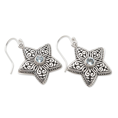 Gemstone dangle earrings, 'Cypress Flowers' - Gemstone Flower-Shaped Earrings