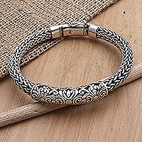 Sterling silver braided bracelet, Ancient Beast