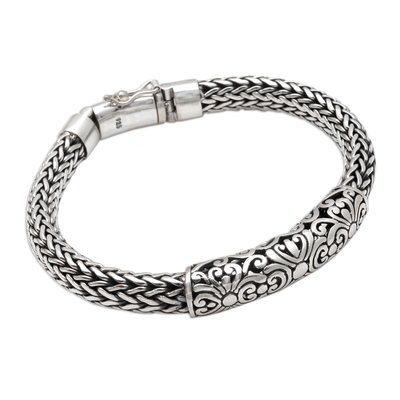 Sterling silver braided bracelet, 'Ancient Beast' - Sterling Silver Braided Naga Chain Bracelet