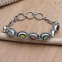 Tennisarmband mit mehreren Edelsteinen, „Paint the Rainbow“ – handgefertigtes Tennisarmband aus Amethyst und Peridot