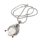 Multi-gemstone pendant necklace, 'Sleeping Royal in Red' - Garnet and Citrine Pendant Necklace