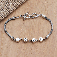 Sterling silver pendant bracelet, 'Loyal One' - Sterling Silver Heart-Motif Bracelet