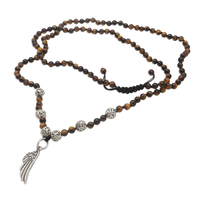 Tiger's eye pendant necklace, 'Earth Angel' - Tiger's Eye and Sterling Silver Pendant Necklace