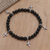 Stretch-Armband aus Onyxperlen - Kreuzarmband aus Onyx und Sterlingsilber mit Perlen