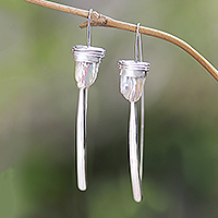 Aretes colgantes de perlas cultivadas - Aretes colgantes hechos a mano con perlas biwa cultivadas
