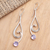 Amethyst dangle earrings, 'Wave Melody in Purple' - Sterling Silver and Amethyst Dangle Earrings thumbail