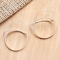Sterling silver hoop earrings, 'Full of Hope' - Hand Crafted Sterling Silver Hoop Earrings