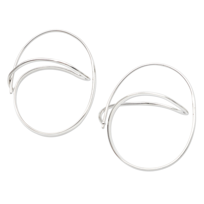 Sterling silver hoop earrings, 'Full of Hope' - Hand Crafted Sterling Silver Hoop Earrings