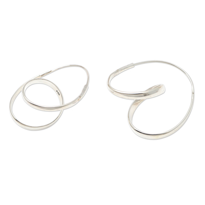 Sterling silver hoop earrings, 'Roller Coaster Ride' - Artisan Crafted Sterling Silver Hoop Earrings
