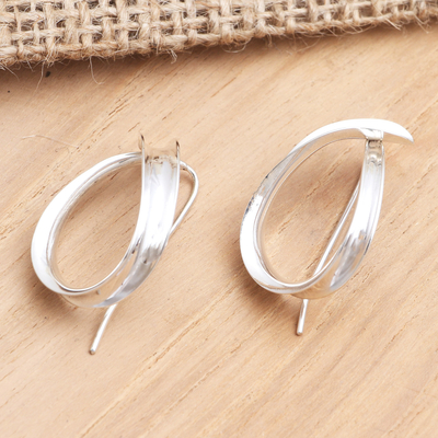 Sterling silver drop earrings, 'Remember You' - Artisan Made Sterling Silver Drop Earrings