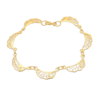 Gold-Plated Banana Leaf Filigree Bracelet