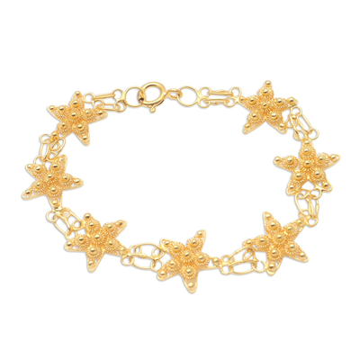 Gold-Plated Filigree Star-Motif Bracelet