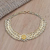 Gold-plated filigree bracelet, 'Glory of Flowers' - Gold-Plated Filigree Flower-Motif Bracelet