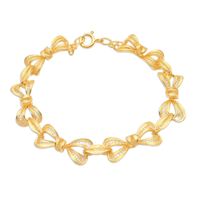 Gold-Plated Filigree Bow-Motif Bracelet