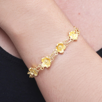 Vergoldetes filigranes Armband - Vergoldetes filigranes Blumenarmband