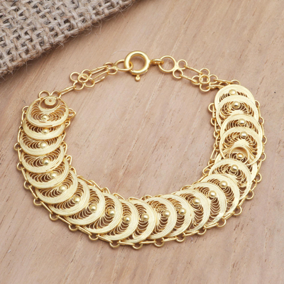 Gold-plated filigree bracelet, 'Love You Forever' - Artisan Crafted Gold-Plated Filigree Bracelet