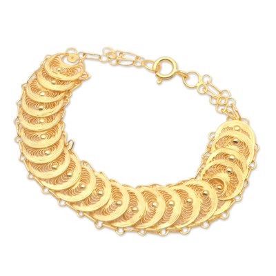 Gold-plated filigree bracelet, 'Love You Forever' - Artisan Crafted Gold-Plated Filigree Bracelet
