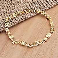 Gold-plated filigree bracelet, 'Sight of Love' - Handmade Gold-Plated Filigree Bracelet