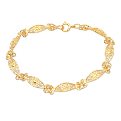 Gold-plated filigree bracelet, 'Sight of Love' - Handmade Gold-Plated Filigree Bracelet
