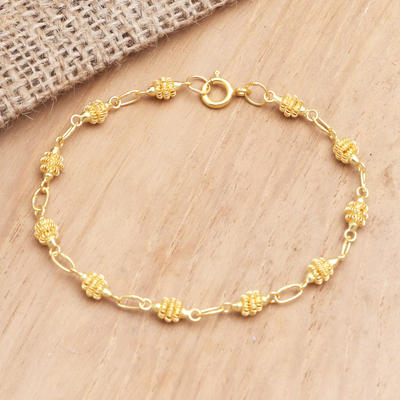 Gold-plated filigree bracelet, 'Indian Style' - Gold-Plated Sterling Silver Filigree Bracelet