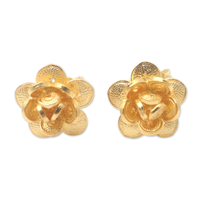 Gold-Plated Sterling Silver Button Earrings