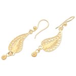Gold-plated filigree dangle earrings, 'Fall Celebration' - Gold-Plated Sterling Silver Filigree Dangle Earrings