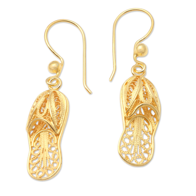 Gold-Plated Shoe-Themed Dangle Earrings